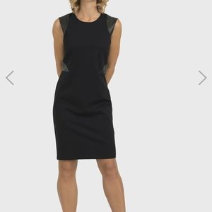 Joseph Ribkoff Black Faux Leather Panel Dress